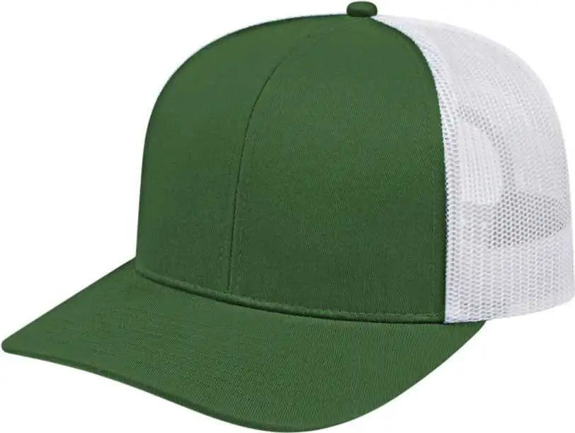 Cap America I3038 Poly/Cotton Mesh Back Cap - Dark Green White - Forest White / One Size Fits Most
