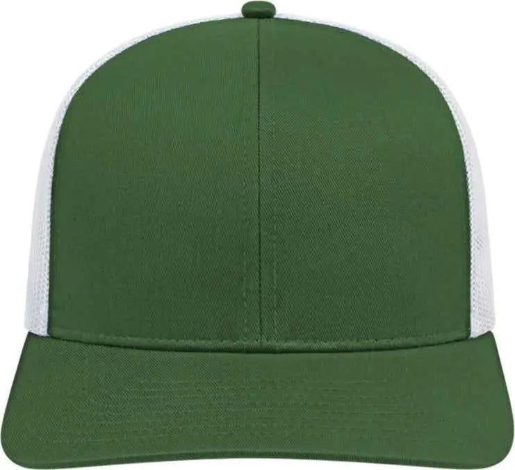 Cap America I3038 Poly/Cotton Mesh Back Cap - Dark Green White - Forest White / One Size Fits Most