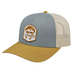 Cap America I3038 Poly/Cotton Mesh Back Cap Heather Amber Stone Gray Orange / One Size Fits Most