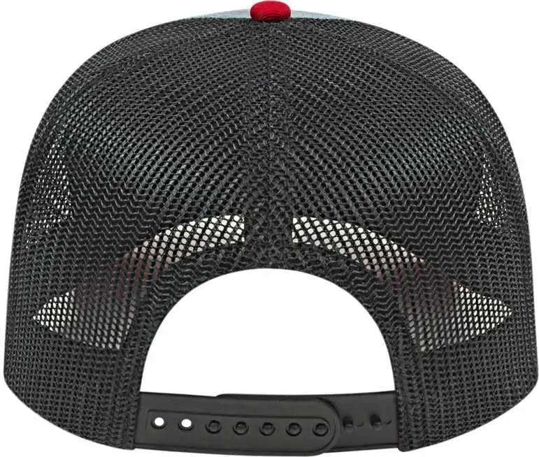 Cap America I3038 Poly/Cotton Mesh Back Cap - Heather Red Black - Grey Red / One Size Fits Most
