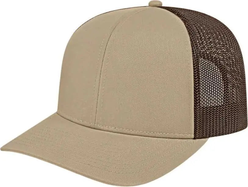 Cap America I3038 Poly/Cotton Mesh Back Cap Khaki Brown Khaki Coffee / One Size Fits Most