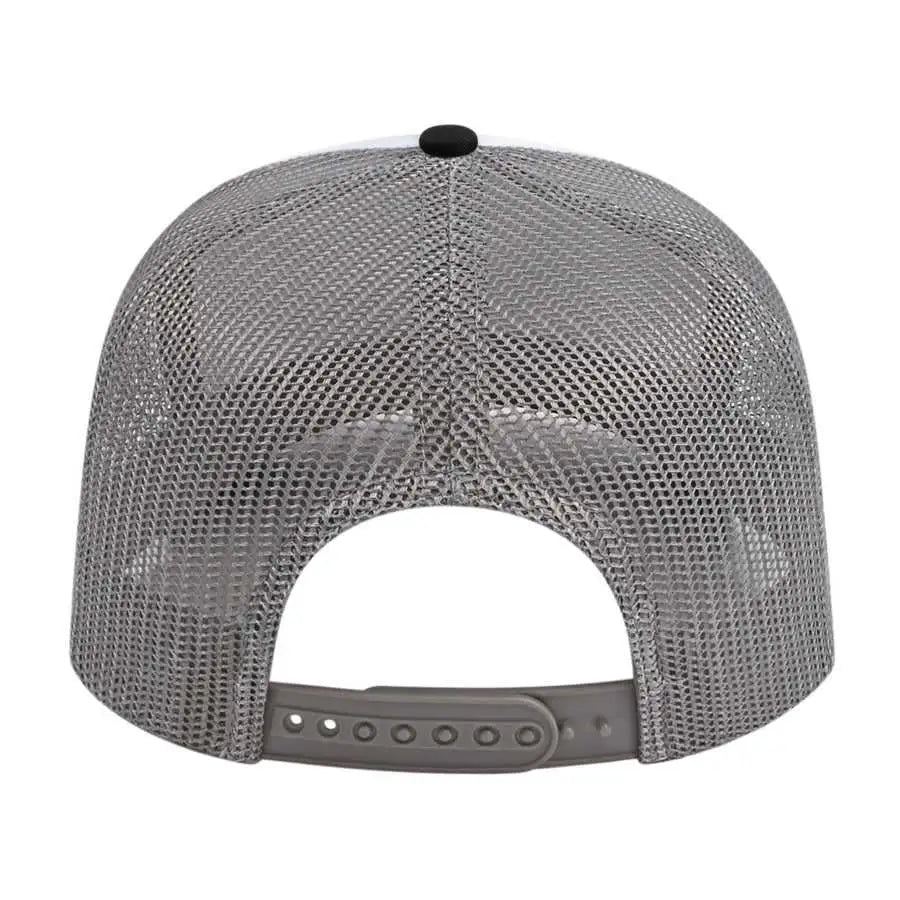 Cap America I3038 Poly/Cotton Mesh Back Cap - White Black Gray - White Black / One Size Fits Most
