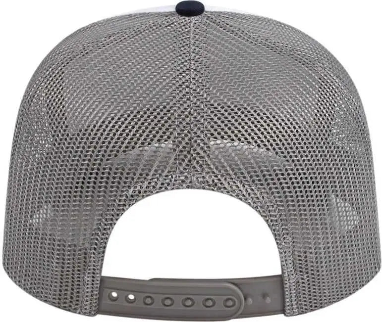 Cap America I3038 Poly/Cotton Mesh Back Cap - White Navy Gray - White Navy / One Size Fits Most