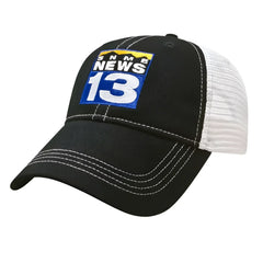 Cap America i3055 Unstructured Contrast Stitching & Mesh Back Cap Black Black / One Size Fits Most