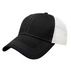 Cap America i3055 Unstructured Contrast Stitching & Mesh Back Cap Black Black / One Size Fits Most