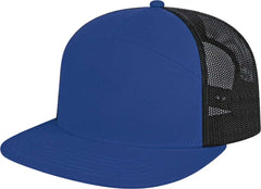 Cap America i3057 7 Panel Trucker Mesh Back Cap Royal Black Royal Black / One Size Fits Most