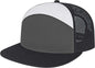 Cap America i3057 7 Panel Trucker Mesh Back Cap White Charcoal Black White Charcoal Black / One Size Fits Most