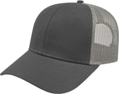 Cap America I3115 Low Profile Trucker with Modified Flat Bill Cap Charcoal Gray Dark Gray Gray / Youth