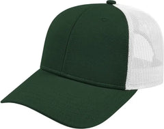 Cap America I3115 Low Profile Trucker with Modified Flat Bill Cap Forest White Forest White / Youth