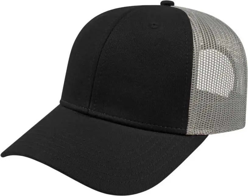 Cap America I3115 Low Profile Trucker with Modified Flat Bill Cap - Heather Sea Blue Stone