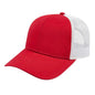 Cap America I3115 Low Profile Trucker with Modified Flat Bill Cap Red White Red White / Youth