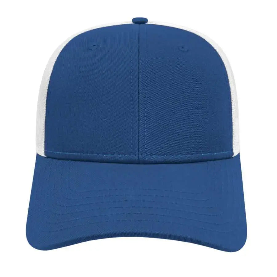 Cap America I3115 Low Profile Trucker with Modified Flat Bill Cap - Royal White