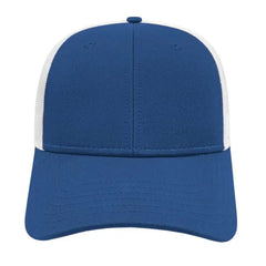 Cap America I3115 Low Profile Trucker with Modified Flat Bill Cap Royal White