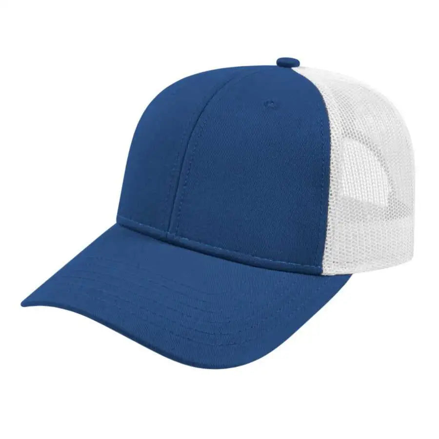 Cap America I3115 Low Profile Trucker with Modified Flat Bill Cap - Royal White