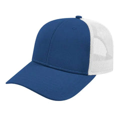 Cap America I3115 Low Profile Trucker with Modified Flat Bill Cap Royal White Royal White / Youth
