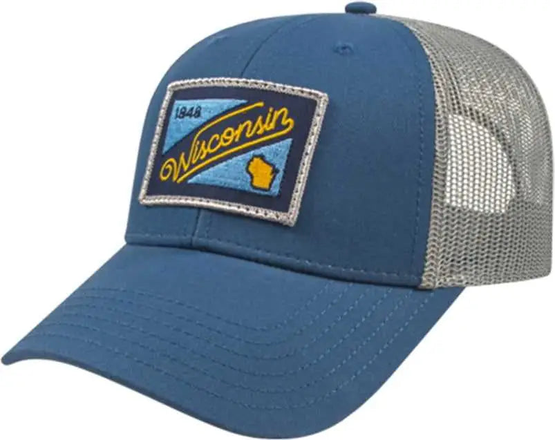 Cap America I3115 Low Profile Trucker with Modified Flat Bill Cap - Sea Blue Gray