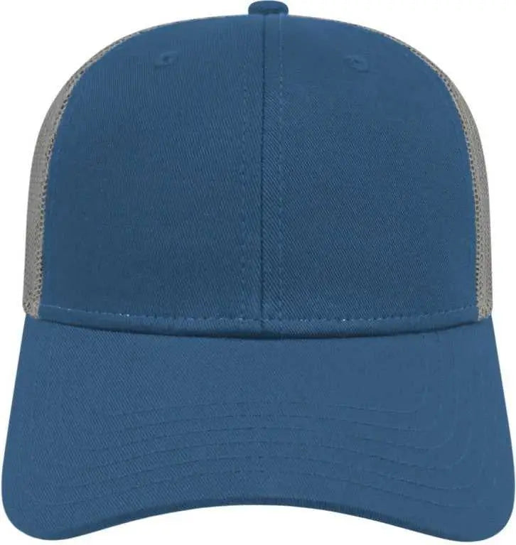 Cap America I3115 Low Profile Trucker with Modified Flat Bill Cap - Sea Blue Gray
