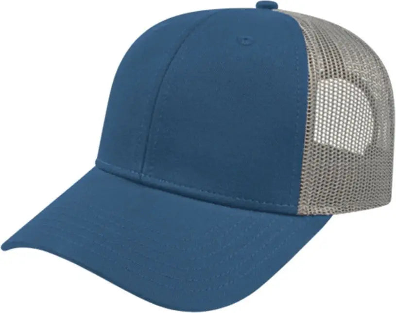 Cap America I3115 Low Profile Trucker with Modified Flat Bill Cap Sea Blue Gray Sea Blue Gray / Youth