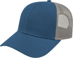 Cap America I3115 Low Profile Trucker with Modified Flat Bill Cap Sea Blue Gray Sea Blue Gray / Youth