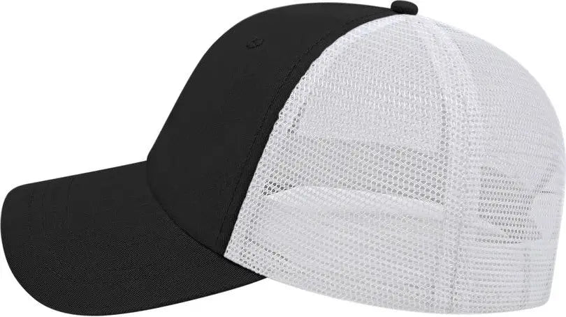 Cap America i5009 Value Washed Chino Twill Mesh Back Cap - Black White - Black White / One Size Fits Most
