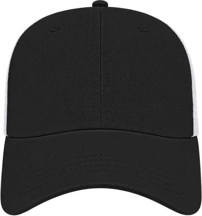 Cap America i5009 Value Washed Chino Twill Mesh Back Cap - Black White - Black White / One Size Fits Most