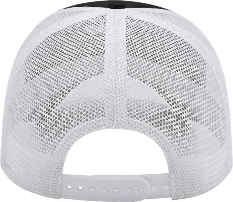 Cap America i5009 Value Washed Chino Twill Mesh Back Cap - Black White - Black White / One Size Fits Most