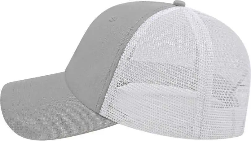 Cap America i5009 Value Washed Chino Twill Mesh Back Cap - Gray White - Gray White / One Size Fits Most