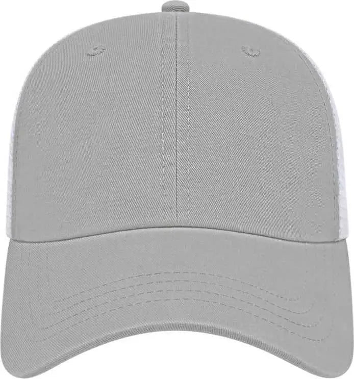 Cap America i5009 Value Washed Chino Twill Mesh Back Cap - Gray White - Gray White / One Size Fits Most