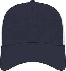 Cap America i5009 Value Washed Chino Twill Mesh Back Cap - Navy White - Navy White / One Size Fits Most
