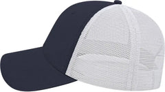 Cap America i5009 Value Washed Chino Twill Mesh Back Cap - Navy White - Navy White / One Size Fits Most