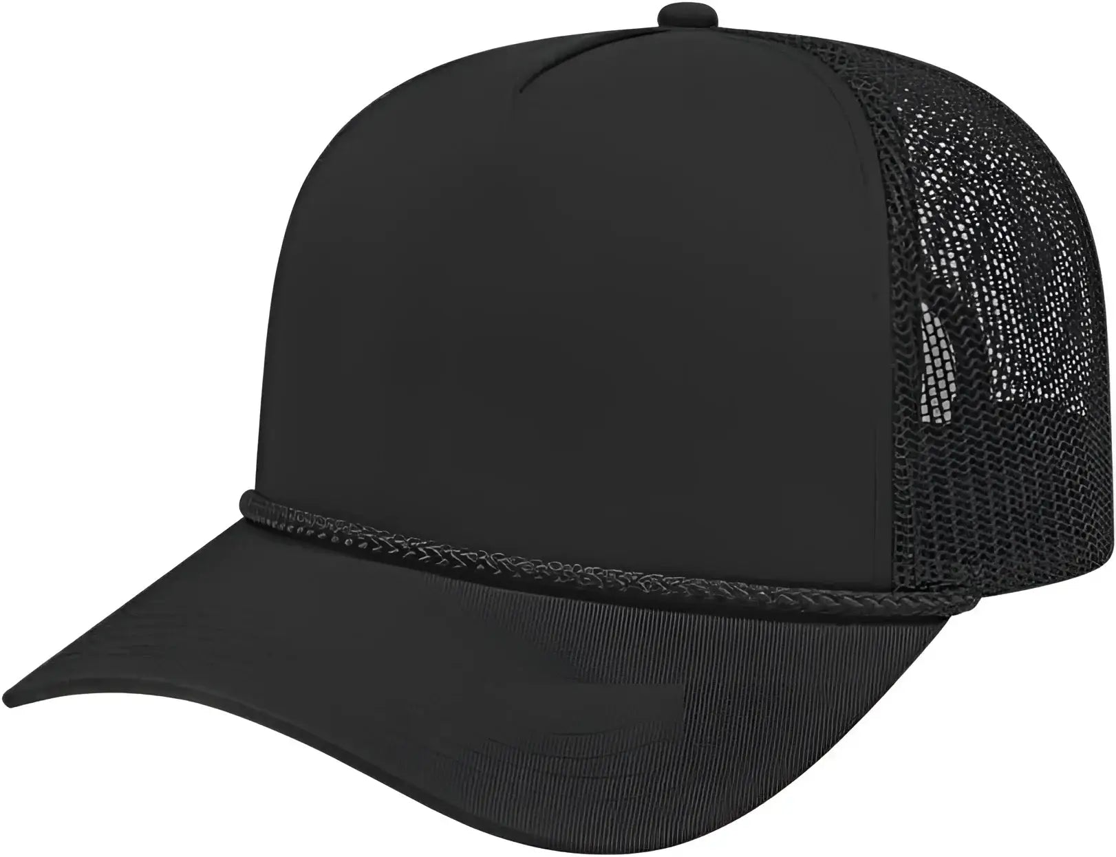 Cap America i5011 Value Rope Trucker Mesh Back Cap - Black - Black / One Size Fits Most