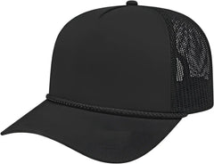 Cap America i5011 Value Rope Trucker Mesh Back Cap Black Black / One Size Fits Most