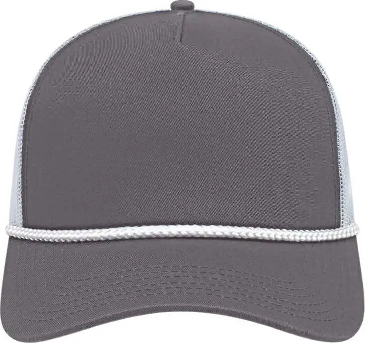 Cap America i5011 Value Rope Trucker Mesh Back Cap - Charcoal White White - Charcoal White White / One Size Fits Most