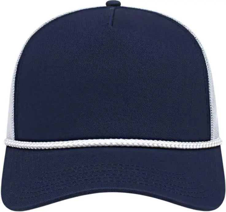 Cap America i5011 Value Rope Trucker Mesh Back Cap - Navy White White - Navy White White / One Size Fits Most