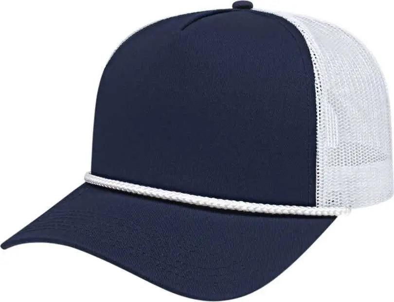Cap America i5011 Value Rope Trucker Mesh Back Cap - Navy White White - Navy White White / One Size Fits Most