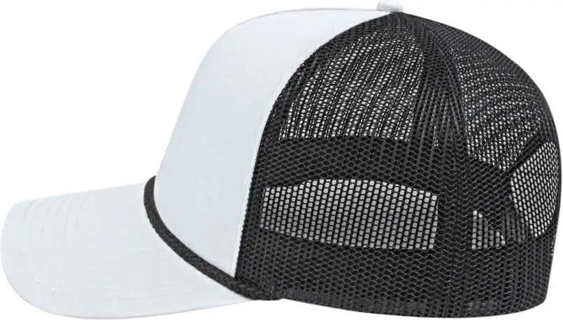 Cap America i5011 Value Rope Trucker Mesh Back Cap - White Black Black - White Black Black / One Size Fits Most