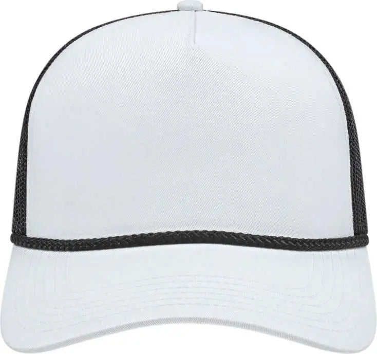 Cap America i5011 Value Rope Trucker Mesh Back Cap - White Black Black - White Black Black / One Size Fits Most