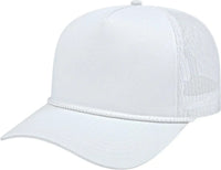 Cap America i5011 Value Rope Trucker Mesh Back Cap White White / One Size Fits Most