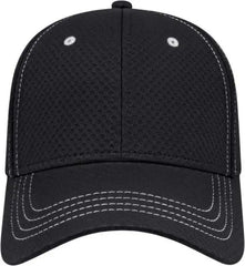 Cap America I7024 Soft Textured Polyester Mesh Cap Black Black / One Size Fits Most