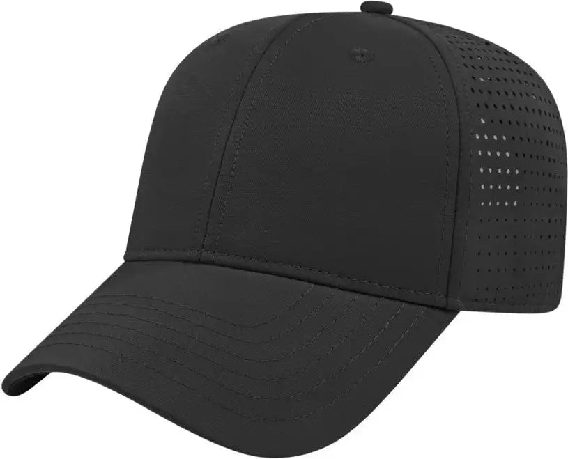 Cap America I7038 Perforated Polyester Cap - Black - Black / One Size Fits Most