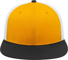 Cap America i8501 Flexfit Performance Trucker Mesh Back Cap Athletic Gold Black White