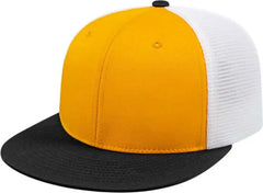 Cap America i8501 Flexfit Performance Trucker Mesh Back Cap Athletic Gold Black White