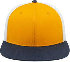 Cap America i8501 Flexfit Performance Trucker Mesh Back Cap Athletic Gold Navy White