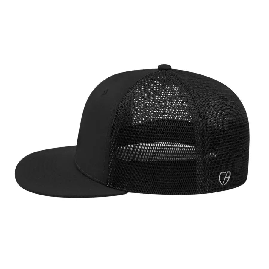 Cap America i8501 Flexfit Performance Trucker Mesh Back Cap - Black