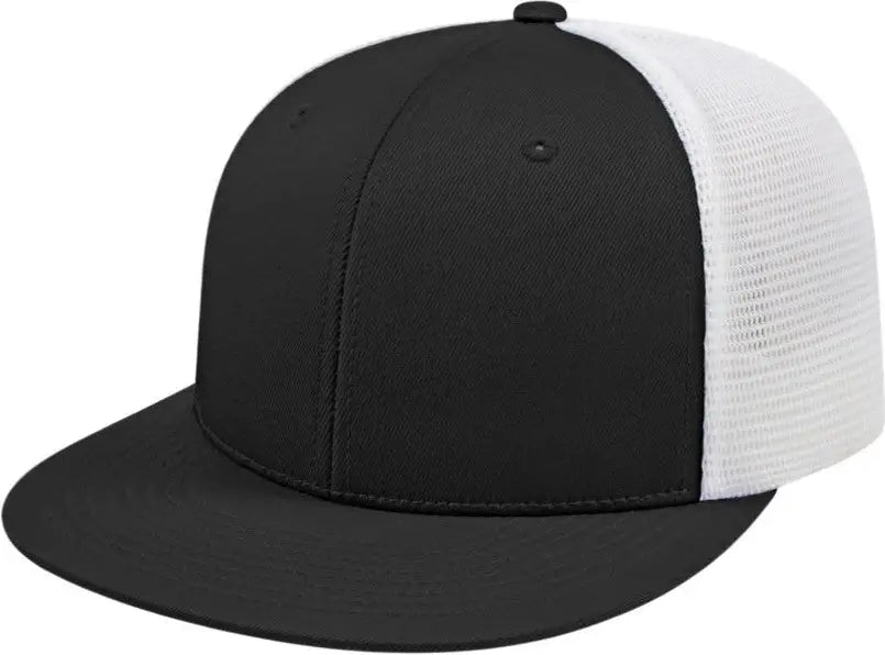 Cap America i8501 Flexfit Performance Trucker Mesh Back Cap Black White Black White / XS