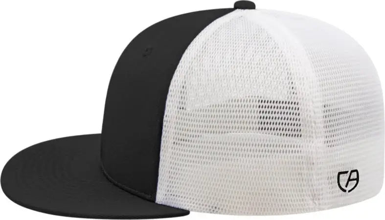 Cap America i8501 Flexfit Performance Trucker Mesh Back Cap - Black White