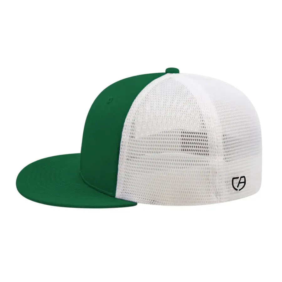Cap America i8501 Flexfit Performance Trucker Mesh Back Cap - Dark Green White