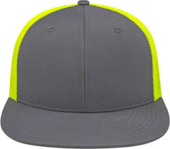 Cap America i8501 Flexfit Performance Trucker Mesh Back Cap Graphite Neon Yellow