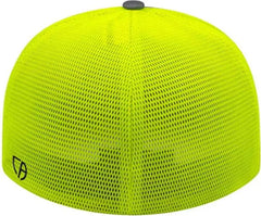 Cap America i8501 Flexfit Performance Trucker Mesh Back Cap Graphite Neon Yellow