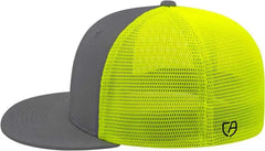 Cap America i8501 Flexfit Performance Trucker Mesh Back Cap Graphite Neon Yellow
